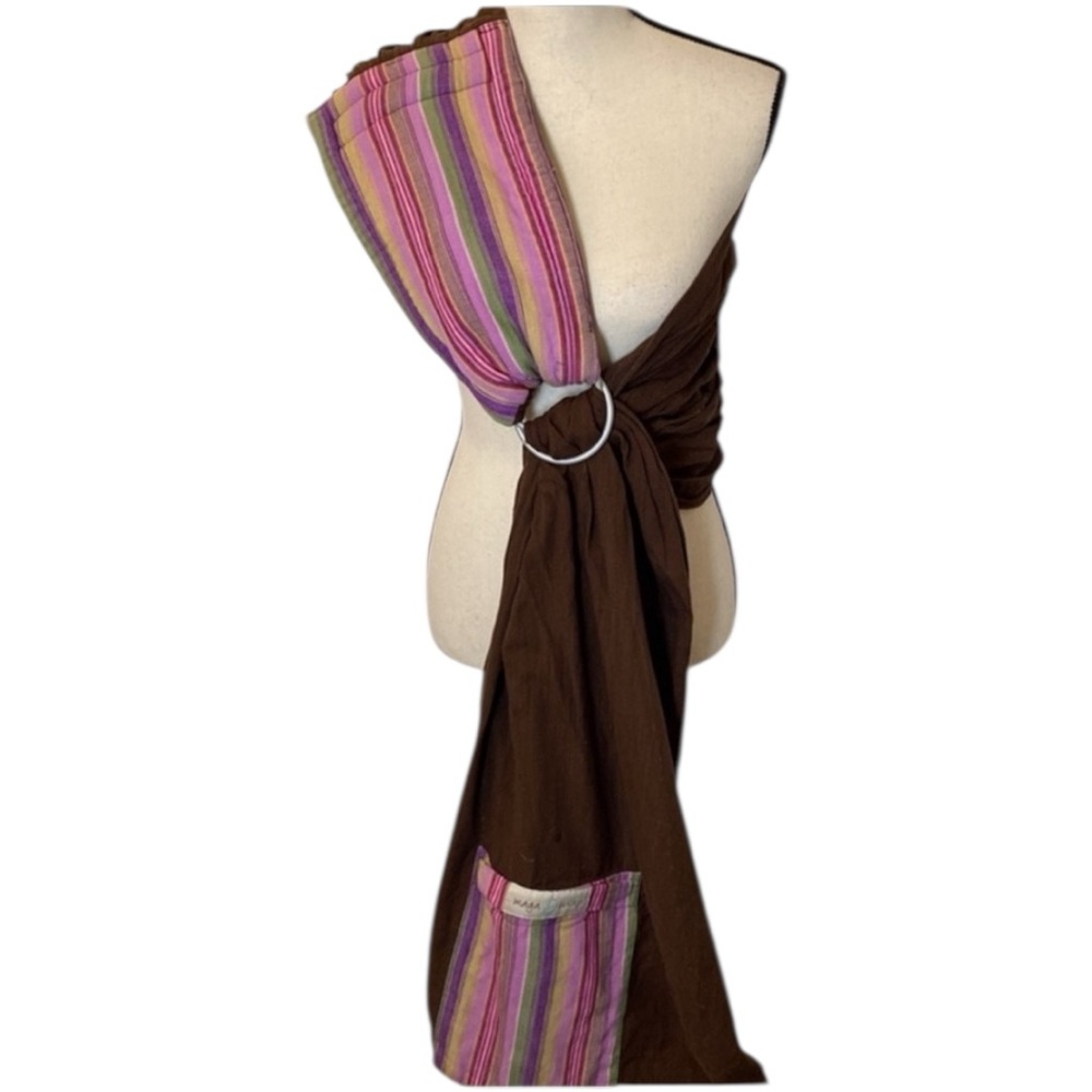 Maya Brown & Multicolored Striped Sling Wrap With Pocket‎ O/S